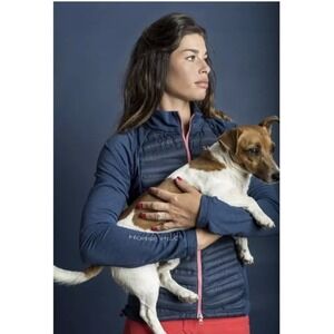 Horse Pilot Women's Storm Jacket‎ Size Small Navy With Pink Zipper Down Blend